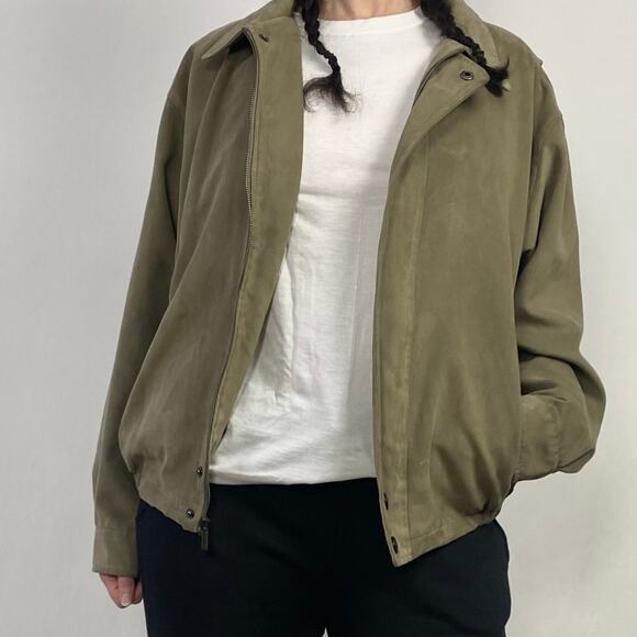 Weatherproof Tan Beige Faux Suede Bomber Field Jacket Sz L - Picture 2 of 10